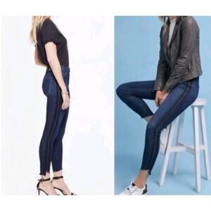 Mother Stunner Zip Ankle Step Fray Sweeping Racer Denim Blue Jeans Sz 25 (E